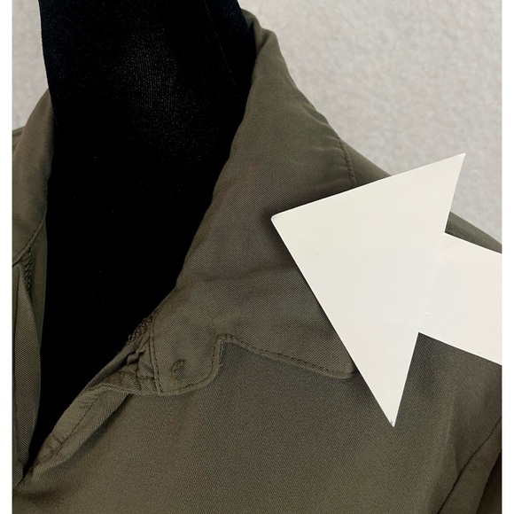 AMERICAN APPAREL • Army Green Tie Front Button-Up Cropped Top - Picture 3 of 16